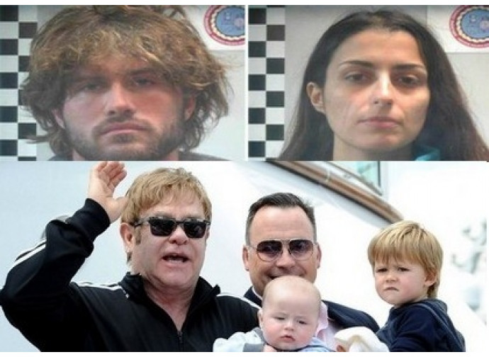 Coppia dell acido e Elton John con compagno e figli